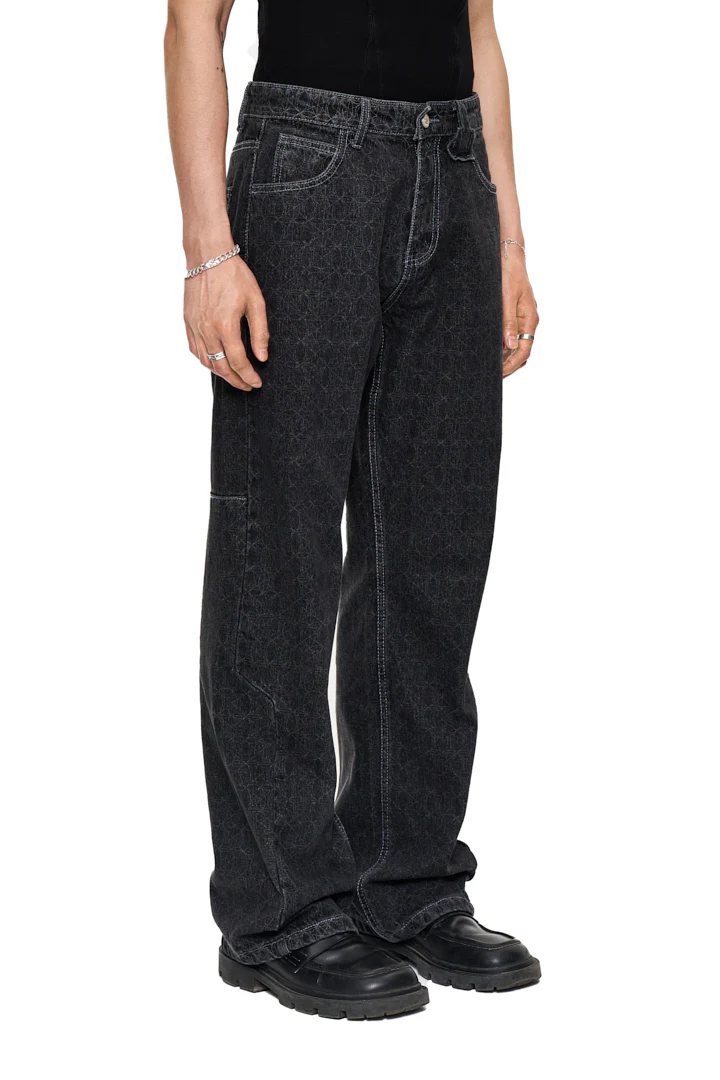 CC Black Monogram Denim Pants - Image 3