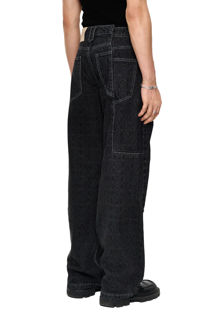 CC Black Monogram Denim Pants - Image 4