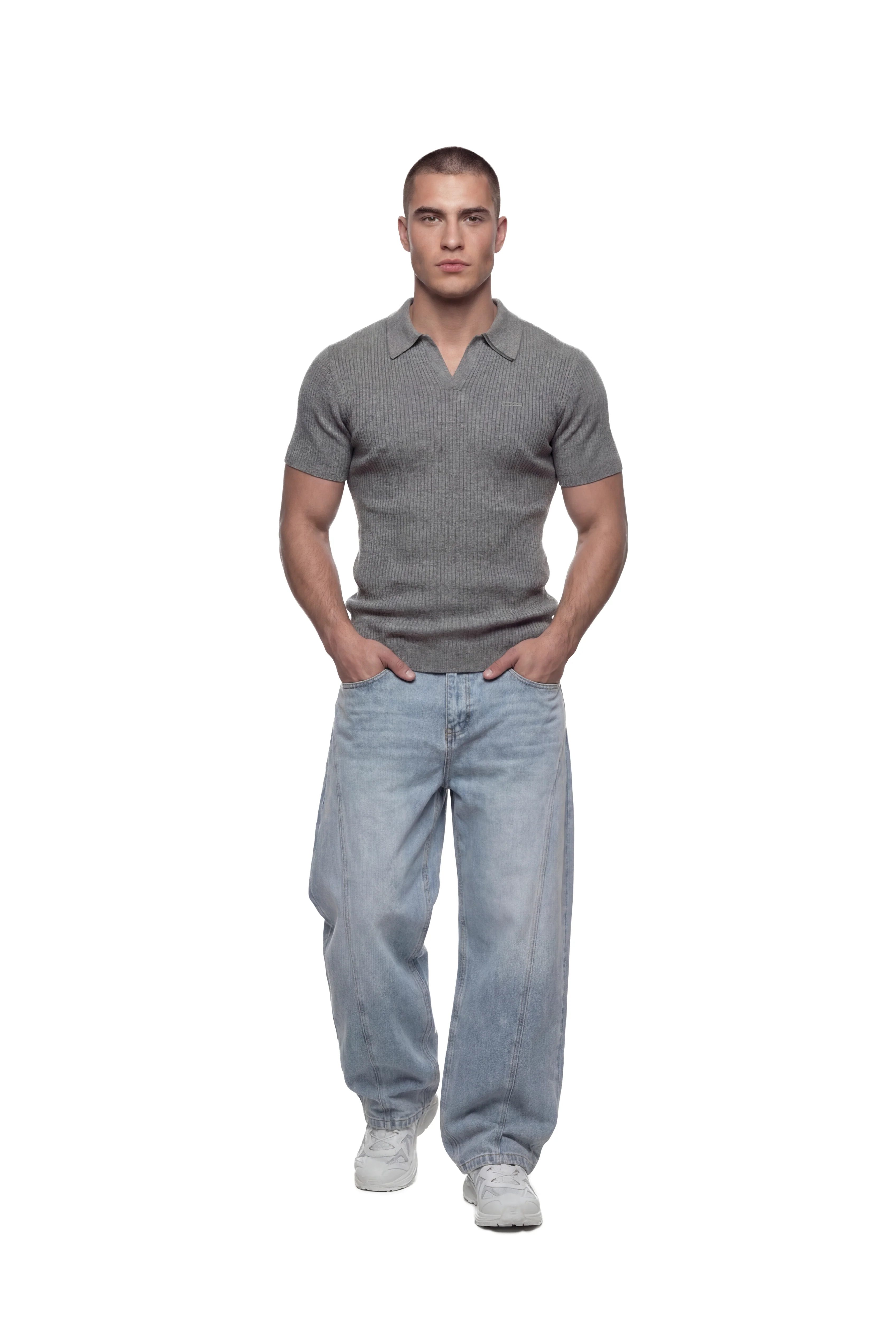CC Core Rib Knit Polo Gray - Image 2