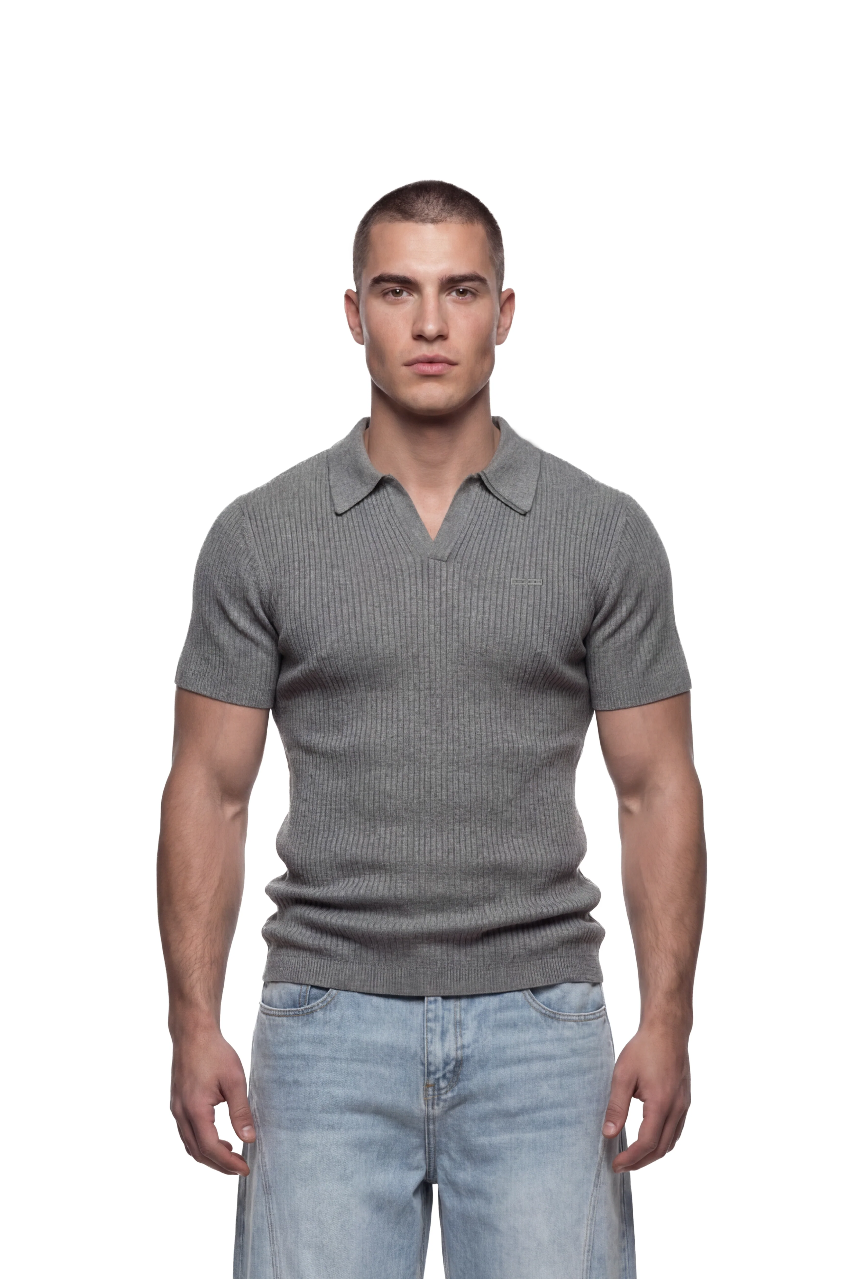 CC Core Rib Knit Polo Gray - Image 3