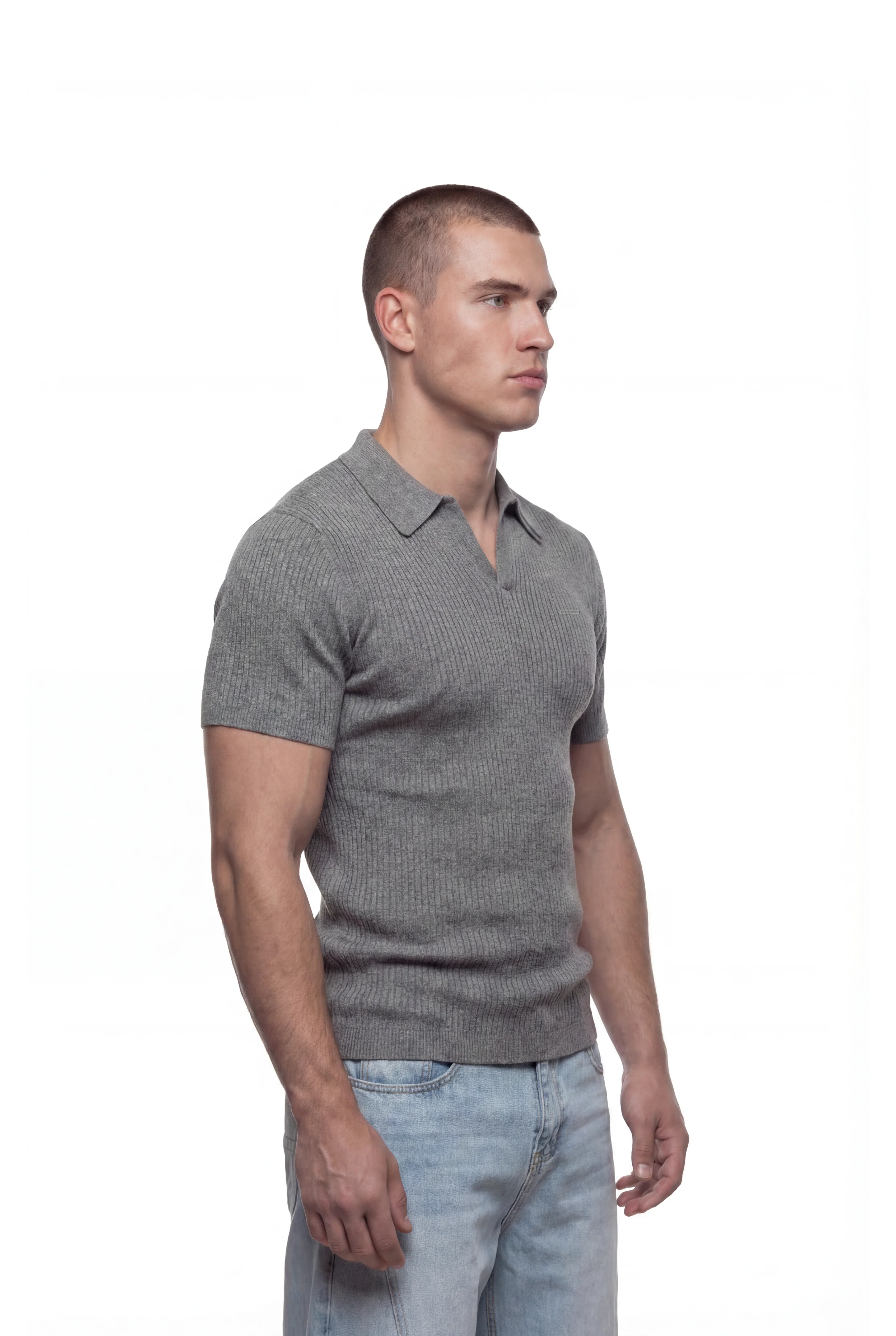 CC Core Rib Knit Polo Gray - Image 4