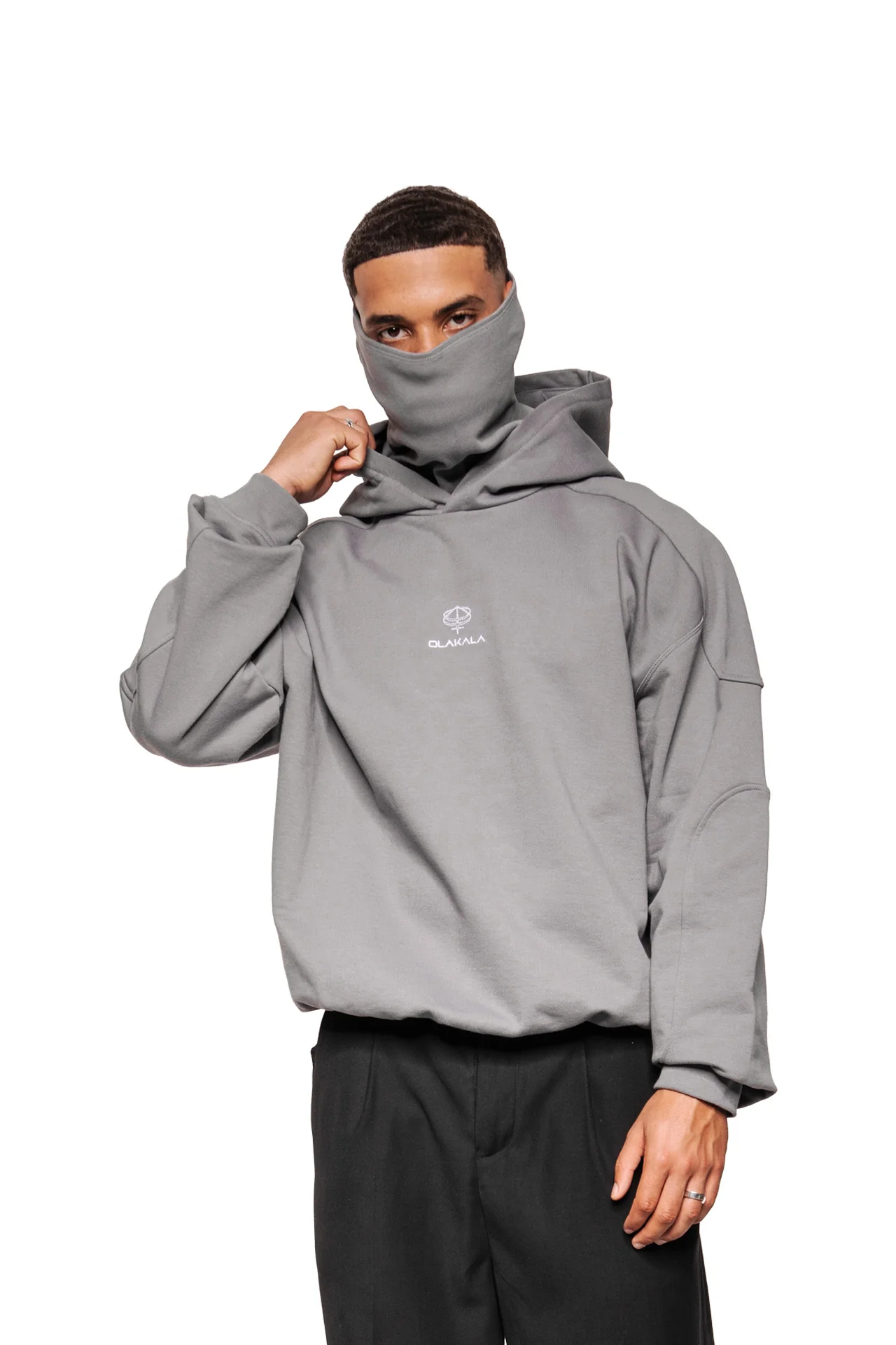 Discreet Mask Hoodie Dark Gray - Image 2
