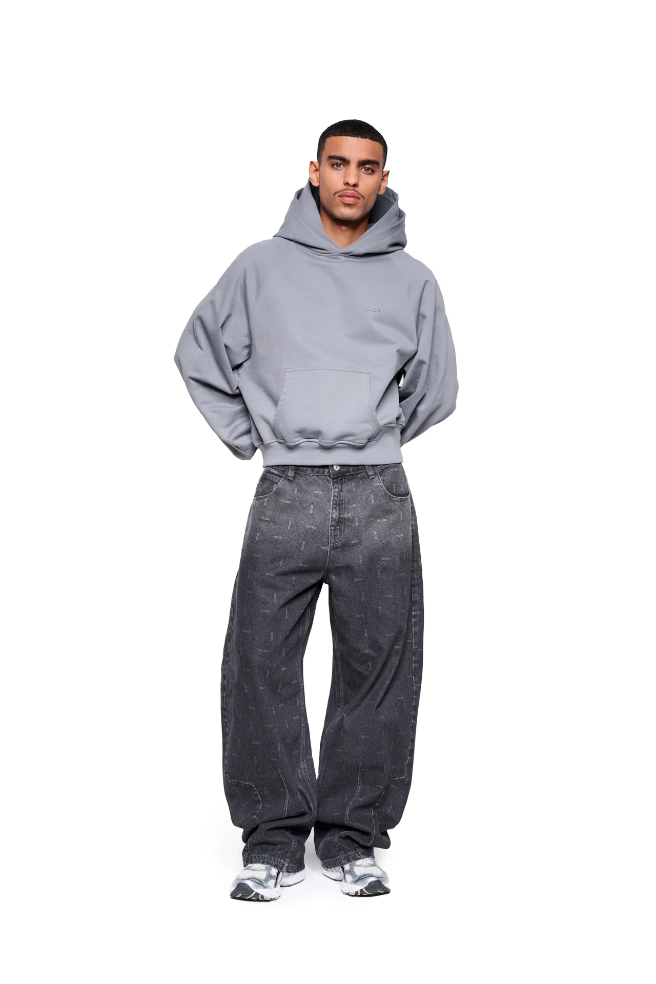 Double Hood Hoodie Gray - Image 2