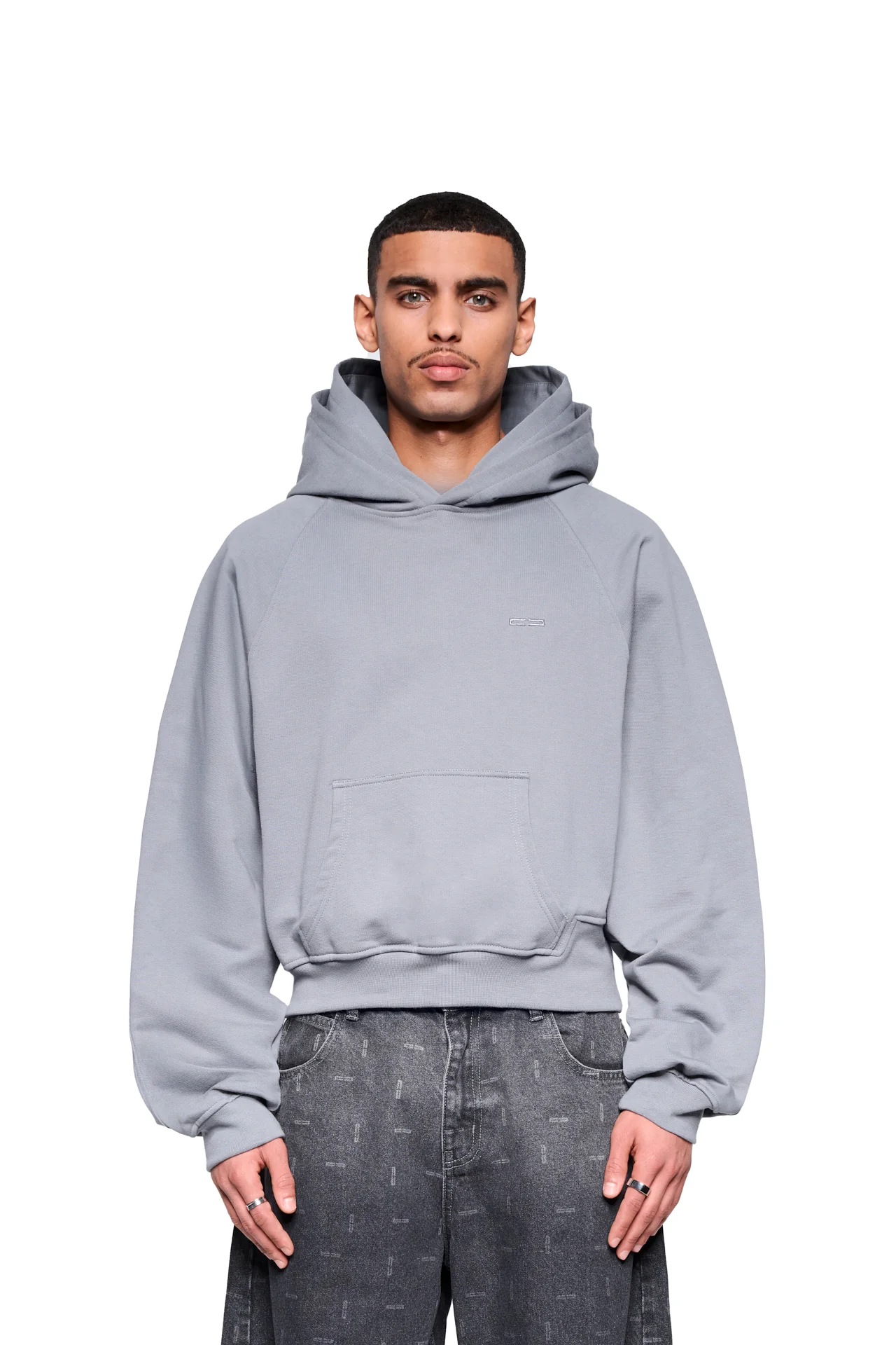 Double Hood Hoodie Gray - Image 3
