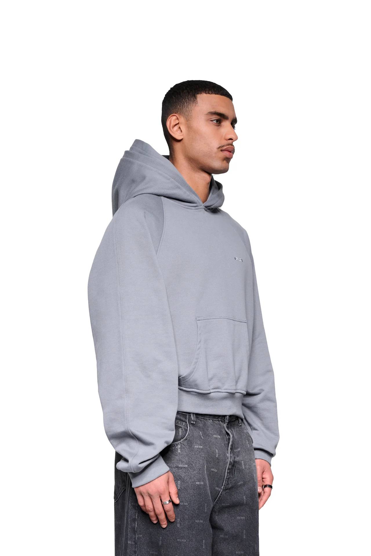 Double Hood Hoodie Gray - Image 4