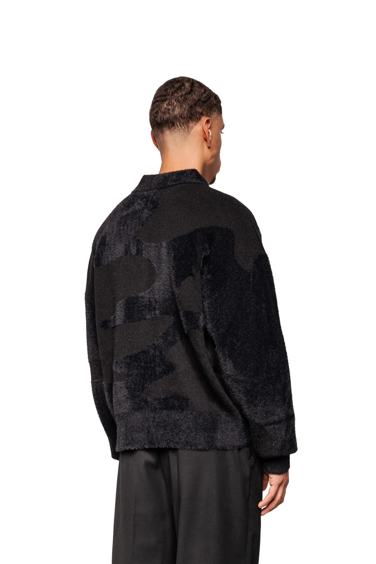 Glitched Fuzzy Polo Black - Image 3