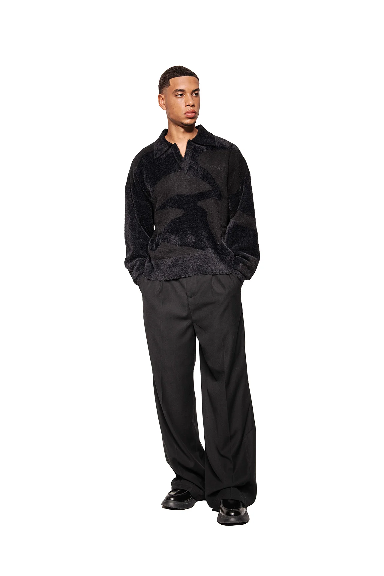 Glitched Fuzzy Polo Black - Image 4