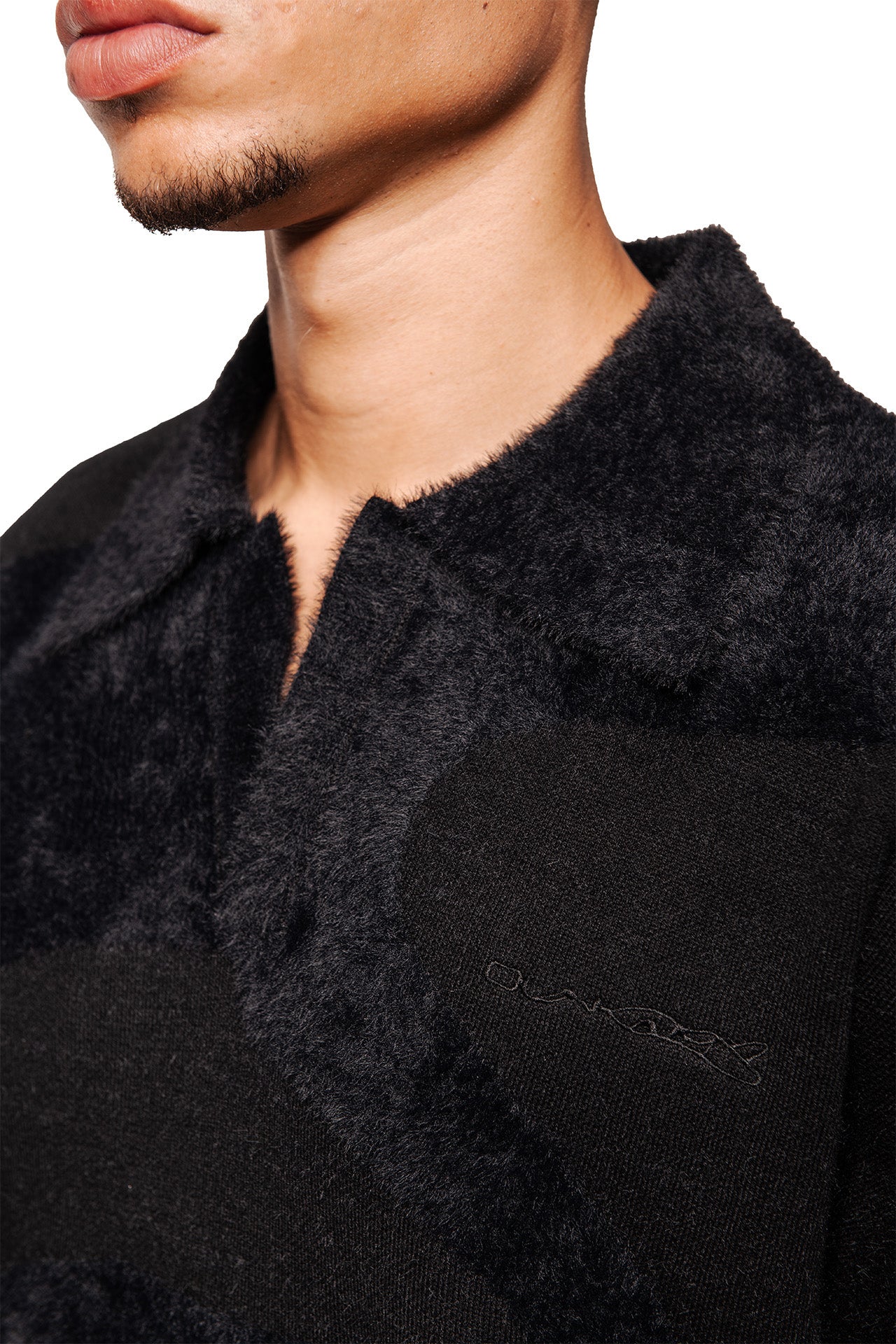 Glitched Fuzzy Polo Black - Image 5