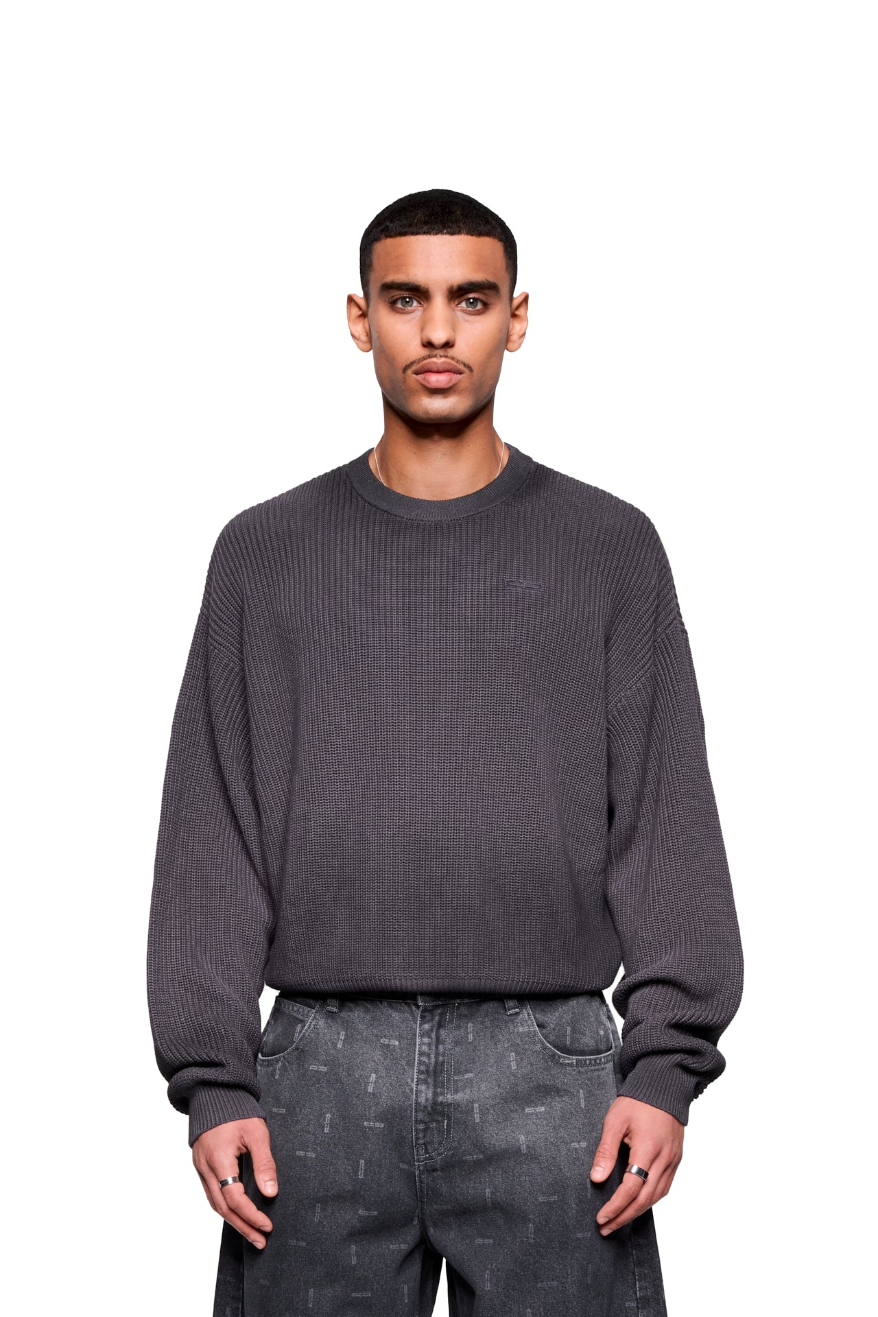Void Knit Sweater Dark Gray - Image 3